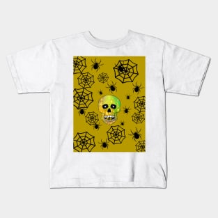 SKULL Head  Horror Happy Halloween Horror Gold Kids T-Shirt